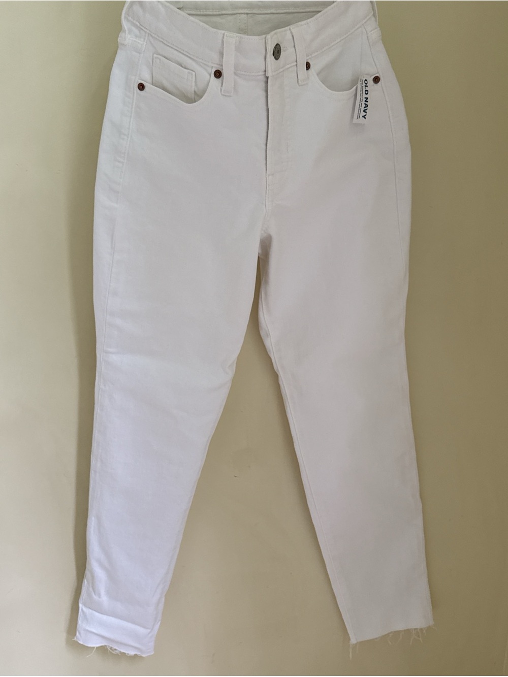 Old Navy White High-Rise Straight Jeans